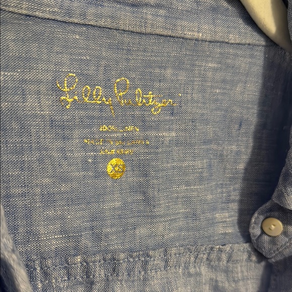 Lilly Pulitzer blue linen Seaview top - Picture 3 of 3